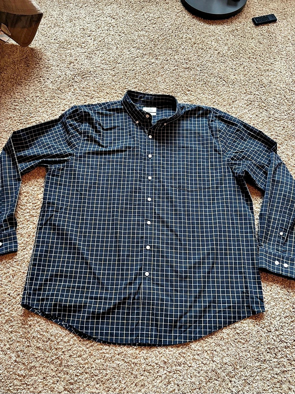 Croft & Barrow Plaid Button Down in Blue & Yellow Size XXL Like New